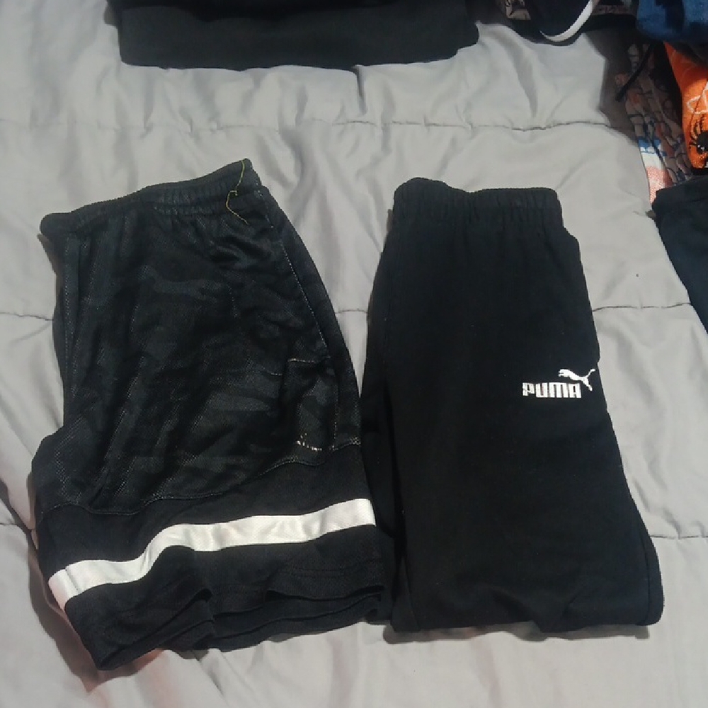 Free With Any Purchase . Puma Black Athletic Joggers with White Logo